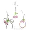 Fashion Beaded Cherry Pendant Phone Straps Lanyard Pocket Keychain Strap Backpack Charm Car Key Decoration Chain