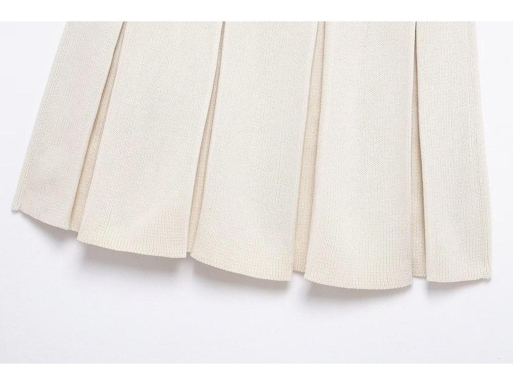 TAOP&ZA Women's Turn-Down Collar Pullover & Pleated Mini Skirt Set