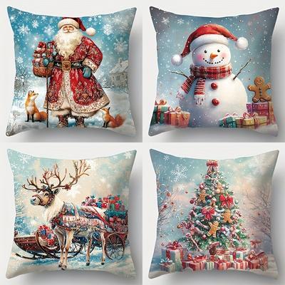 Wohndekoration Weihnachten Festliche Drucke Kissenbezüge Muster Kissenbezug Geeignet für Sofa Schlafzimmer Auto Kissenbezug