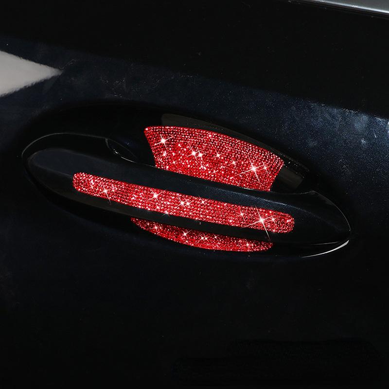 Autocollants de poignée de porte de voiture en strass, autocollants de protection de poignée de porte à paillettes en cristal, autocollants de sécurité anti-rayures réfléchissants pour voiture