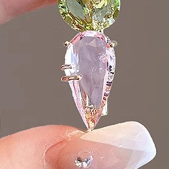 Women Brooch High-Gloss Faux Crystal Inlay Sparkling Carrot Design Lapel Pin Non-Slip Buckle Scarves Shawls Bags Badge