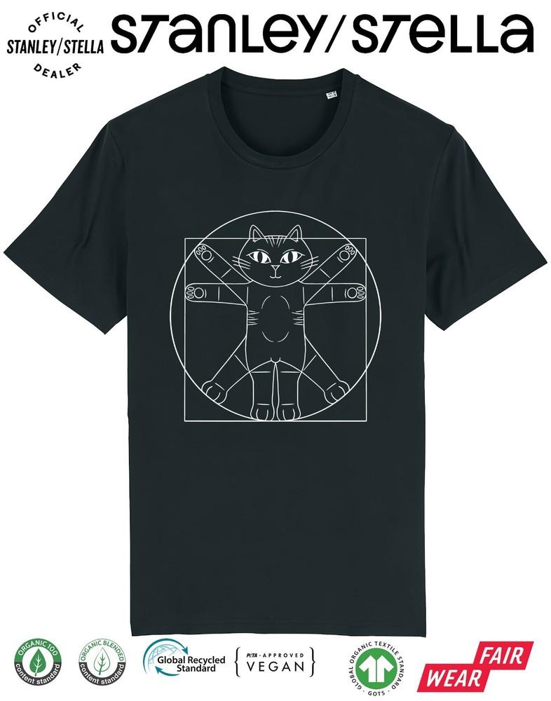 

Футболка «Витрувианский кот» Забавная мужская футболка с питомцем в подарок / Экологичная одежда 3XL