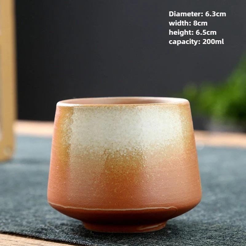 Vintage Japanese Raku Pottery Tea Cup Handcrafted Coarse Ceramic Kung Fu Cup Kiln Glaze Unique Design for Home Use