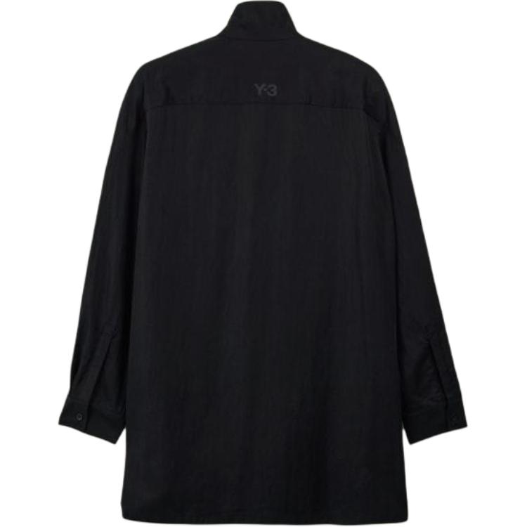 Y-3 Solid Color Stand Collar Button Placket Asymmetrical Pocket Long Sleeve Jacket Men Jackets Black IW7465