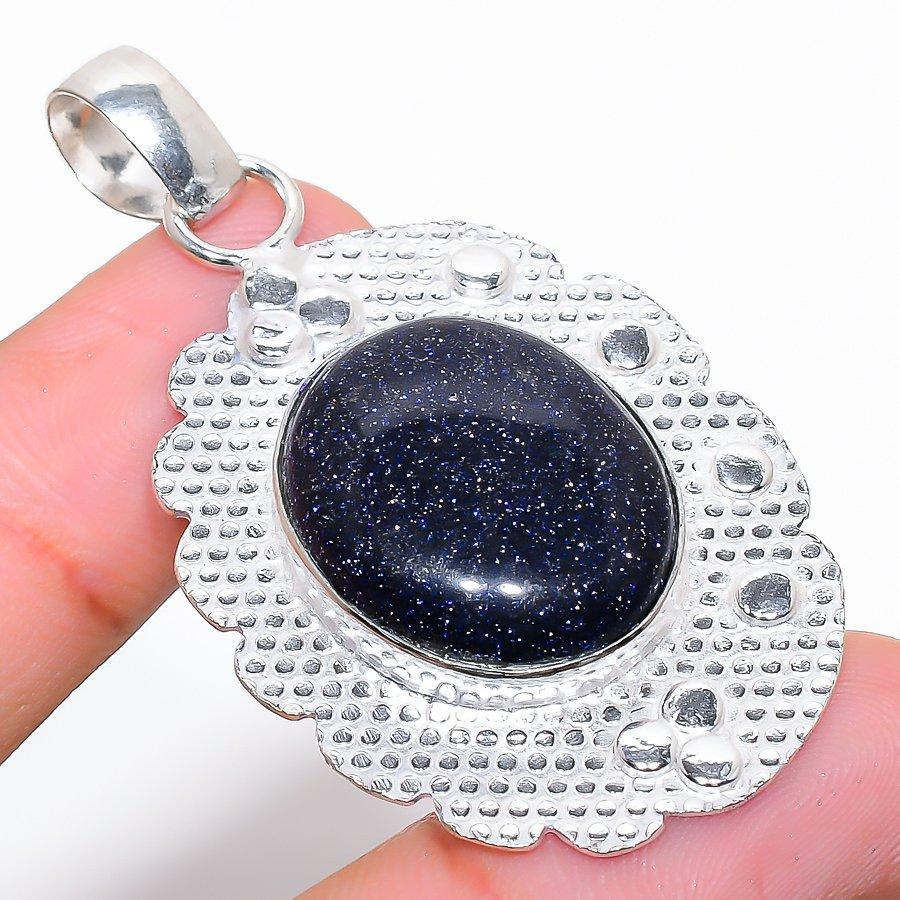 Purple Sunstone Gemstone Handmade 925 Sterling Silver Jewelry Pendant 2.21"