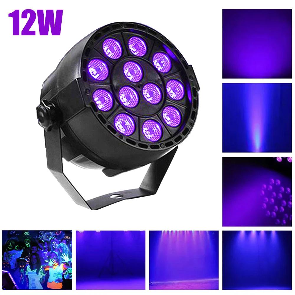 

Светодиодные сценические светильники Par RGB DJ Disco UV Black Light с активируемым звуком пультом дистанционного управления и DMX-управлением для вечеринки по случаю дня рождения с неоновой окраской тела EU Plug