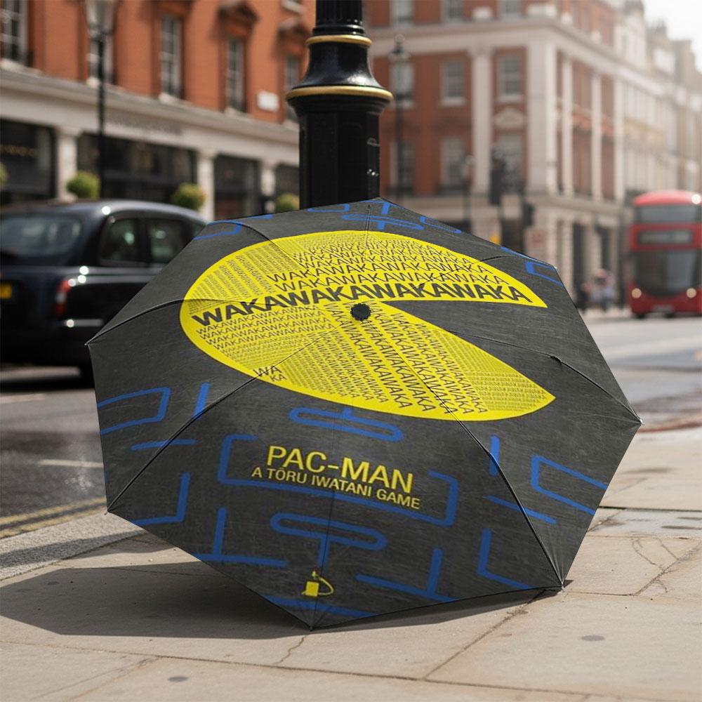 Pac-Man Game Pattern Folding Umbrella Windproof Waterproof Umbrella Outdoor Travel Sunshade Umbrella