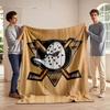 Hockey Mask with Crossed Sticks On a Wooden Background. for All Seasons Blanket Lunch Break Throw Gift