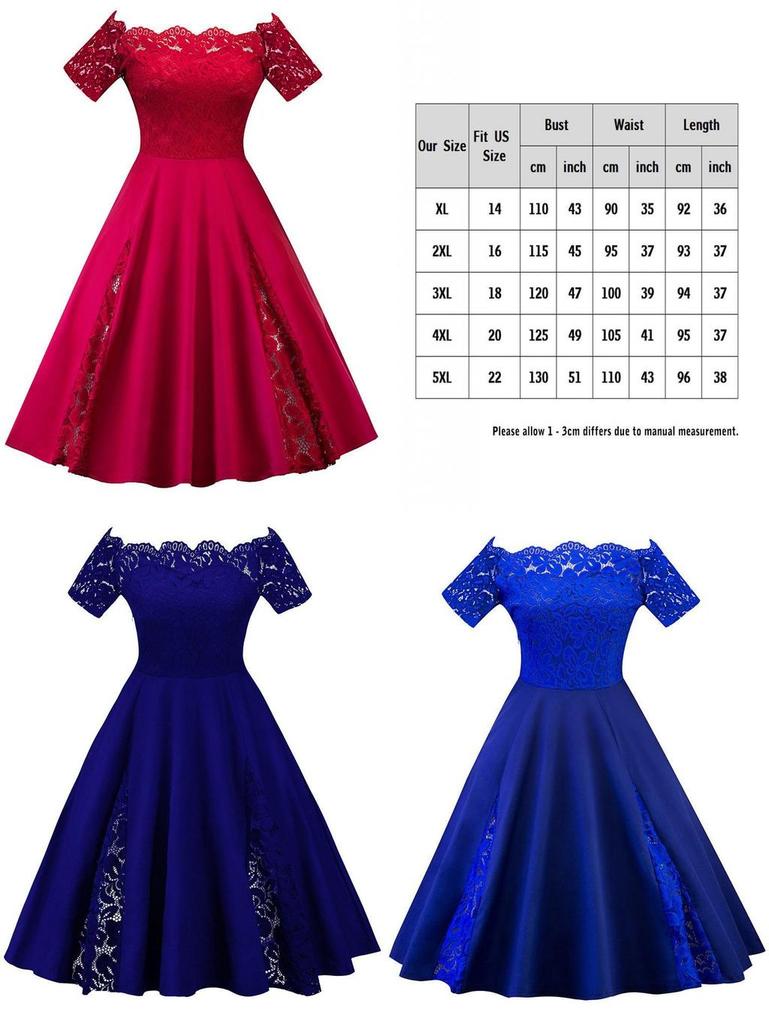 Elegant Plus Size Lace Dress With Off Panel Shoulder Design And High Waist Silhouette For Sophisticated Occasions