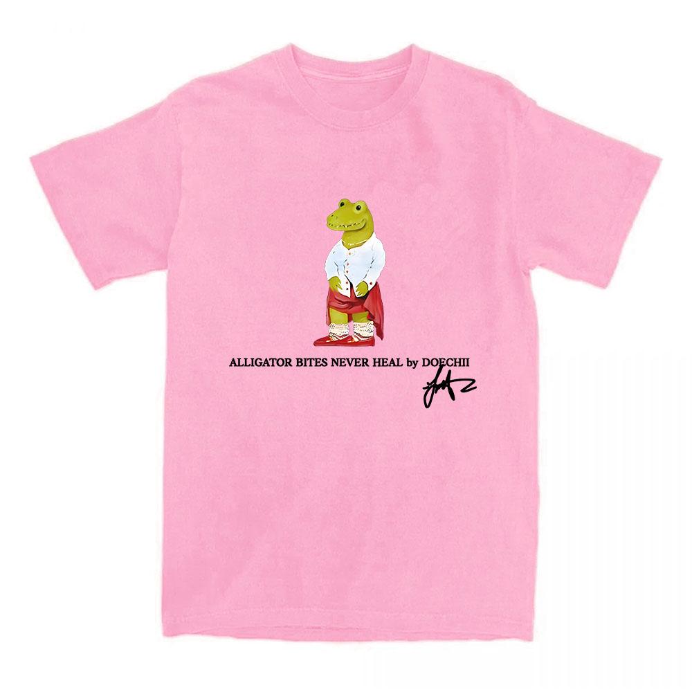 DOECHII Alligator T-Shirt Baumwolle Kurzarm Mode Damen T-Shirts Unisex Hip Hop Streetwear Lässig Rundhals Weich Damen T-Shirt