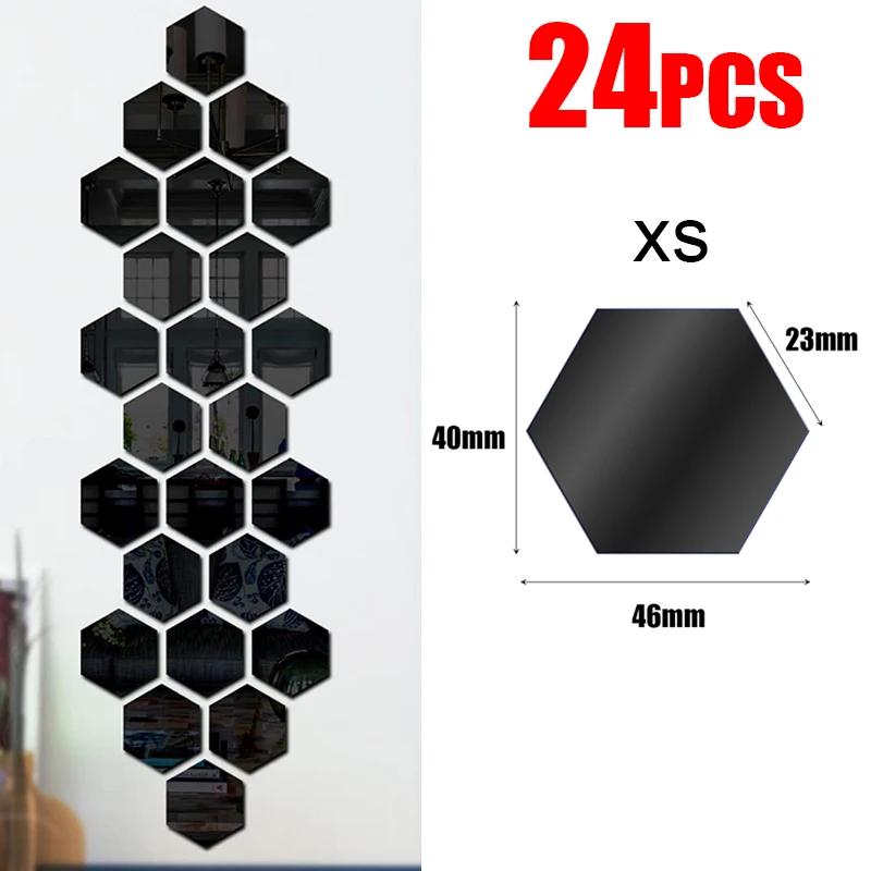 3D Hexagon Mirror Wall Stickers DIY Wall Mirrors Sticker Removable Self Adhesive Aesthetic Mosaic Tiles Decals Home Decoration