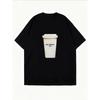 White Oversized T Shirt With Coffee Cup Print And Balcanirge Paris Text For Casual Wear