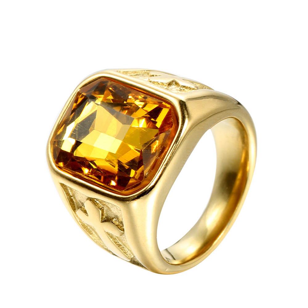 Punk Kreative Flerfargede Steinringer for Menn Kvinner Fest Høy Kvalitet Vintage Rustfritt Stål Korsring Smykker Engros