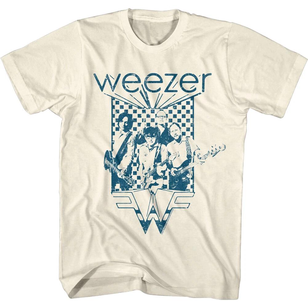 

Weezer Checkered Band Men s T Shirt Guitar Alt Rock Tour Album Concert Merch M