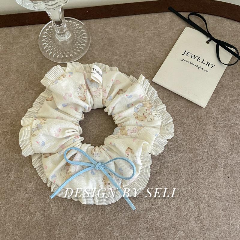 

Cake Puppy Cute Dog Scrunchie Candy Color Bow Sweet Fabric Hair Accessories