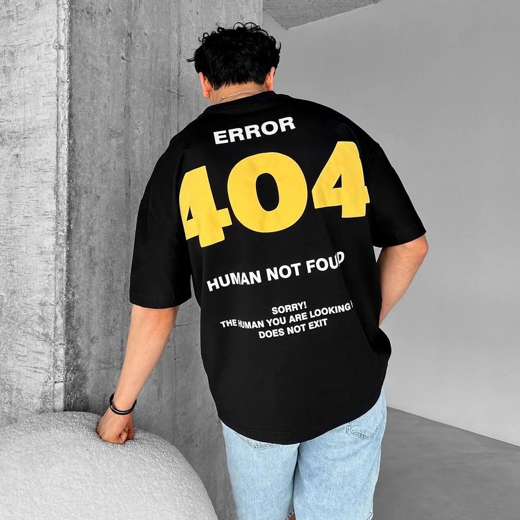 ERROR 404 Graphic Men's T-Shirt Summer Harajuku Hip Hop Unisex Cotton Tops Clothing Korean Y2K Short Sleeve T-Shirt for Men