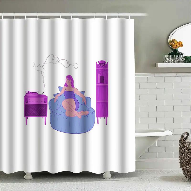 Boho Shower Curtain Vintage Aesthetic Room Decor Hippie Wall Art Bathroom Set Modern Abstract Art Home Decoration Peaceful Vibes