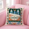 Cushion Cover Sardines in A Tin with Striped Short Plush Soft DoubleSided Printing Pillow Case Cozy Sofa Bedroom Home Decor