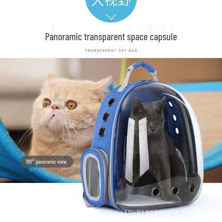 Atmungsaktiver Transparenter Katzen- & Hundetransportrucksack - Handgehaltenes Weltraumkapsel-Design