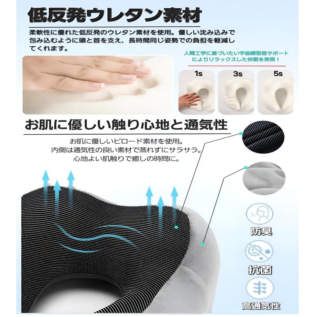 Neck Pillow Eye Mask Earplug Set Neck Pillow Airplane Comfort Item Memory Foam Neck Pillow Washable Cover Neck Pillow Portable Pillow Easy To Carry