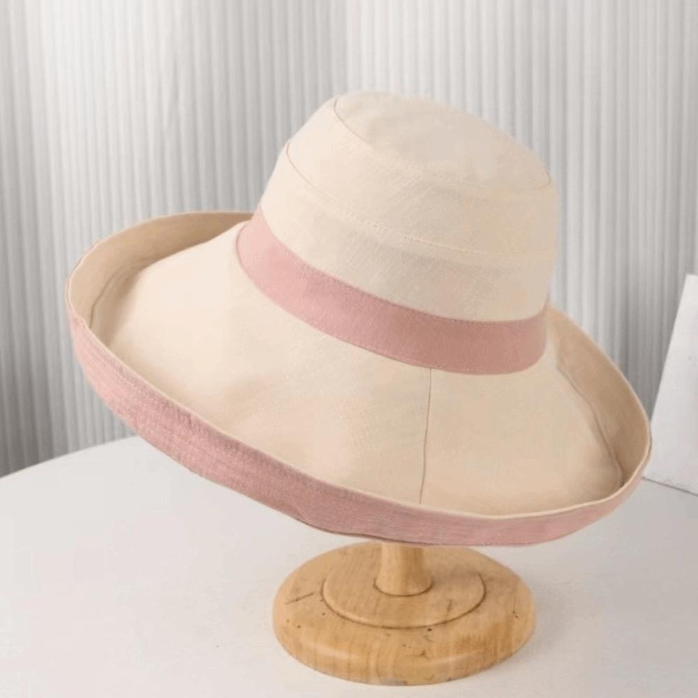 New Solid Color Bucket Hat Wide Brim Curled Brim Sun Hat Foldable Design Anti-UV Protection Outdoor Hat Beach розовый
