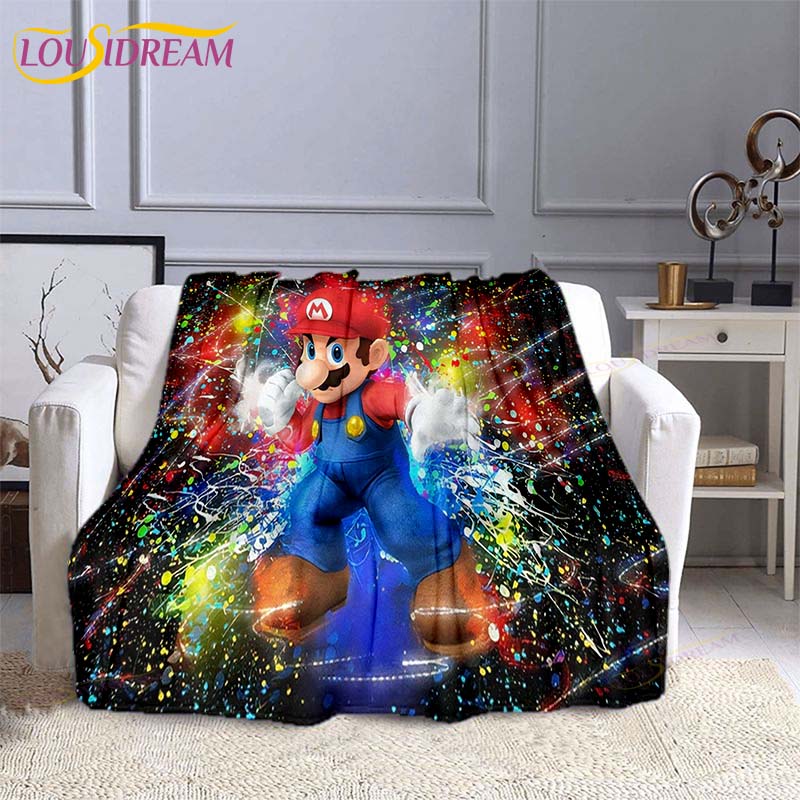 Mario Bros Fashion Blanket Anime Flannel Bed Throw Blanket Soft 3D Printed Cartoon Coverlet Sofa Travel Camping Children Blanket