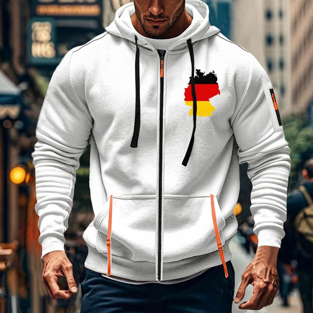 Herren Sport Casual Hoodie Hoodie Cardigan Reißverschluss Multi-Pocket Hoodie Mantel