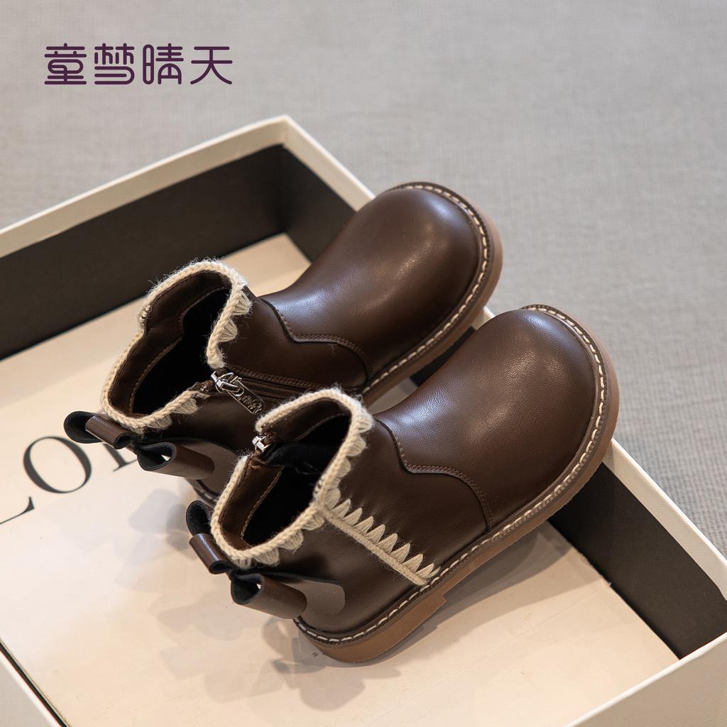 Girls short boots spring and autumn 2025 new children's boots women's treasure leather shoes princess boots autumn and winter girls Martin boots