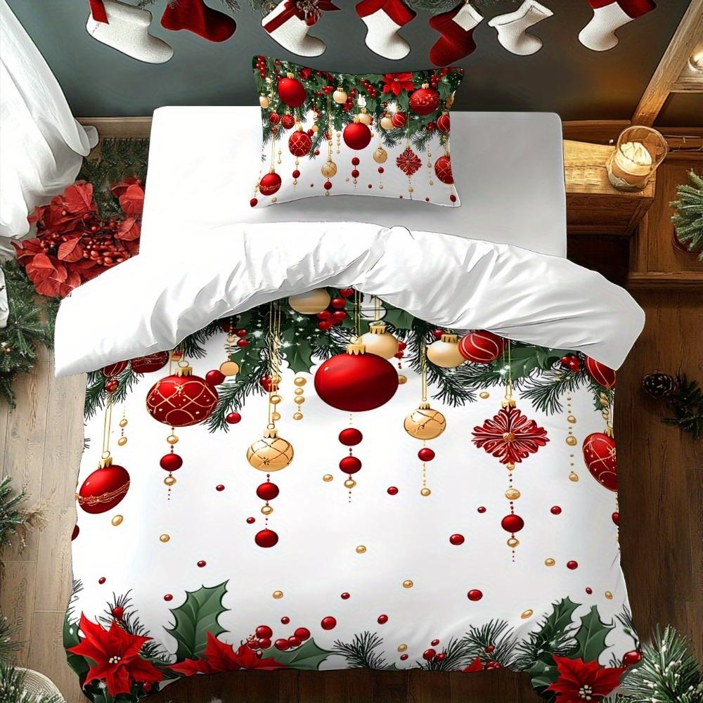 2/3-piece Digital Printed Christmas-themed Bedding Set - Patterns of Santa Claus, Reindeer and Christmas Tree