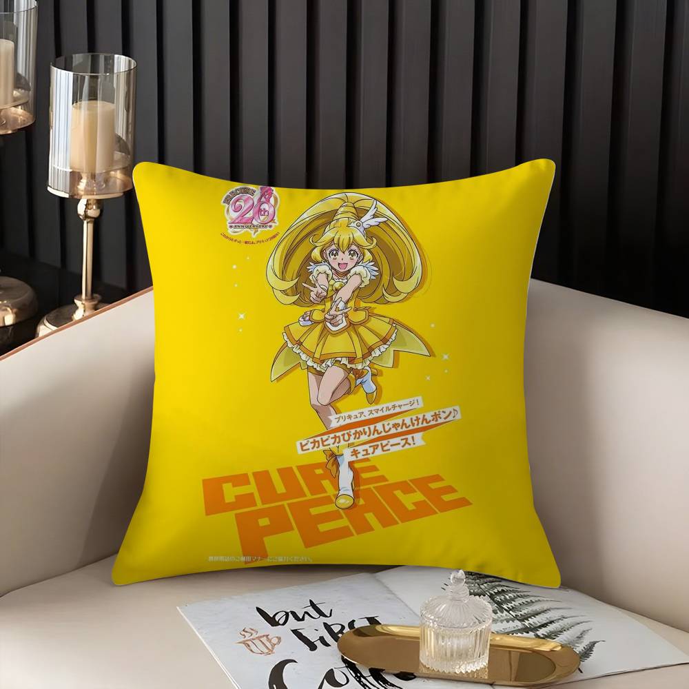 Pillow Case Cartoon S-Smile P-Precures Home Dorm Chair Back Short Plush Double-Sided Printing Office Nap Time Cushion Cover
