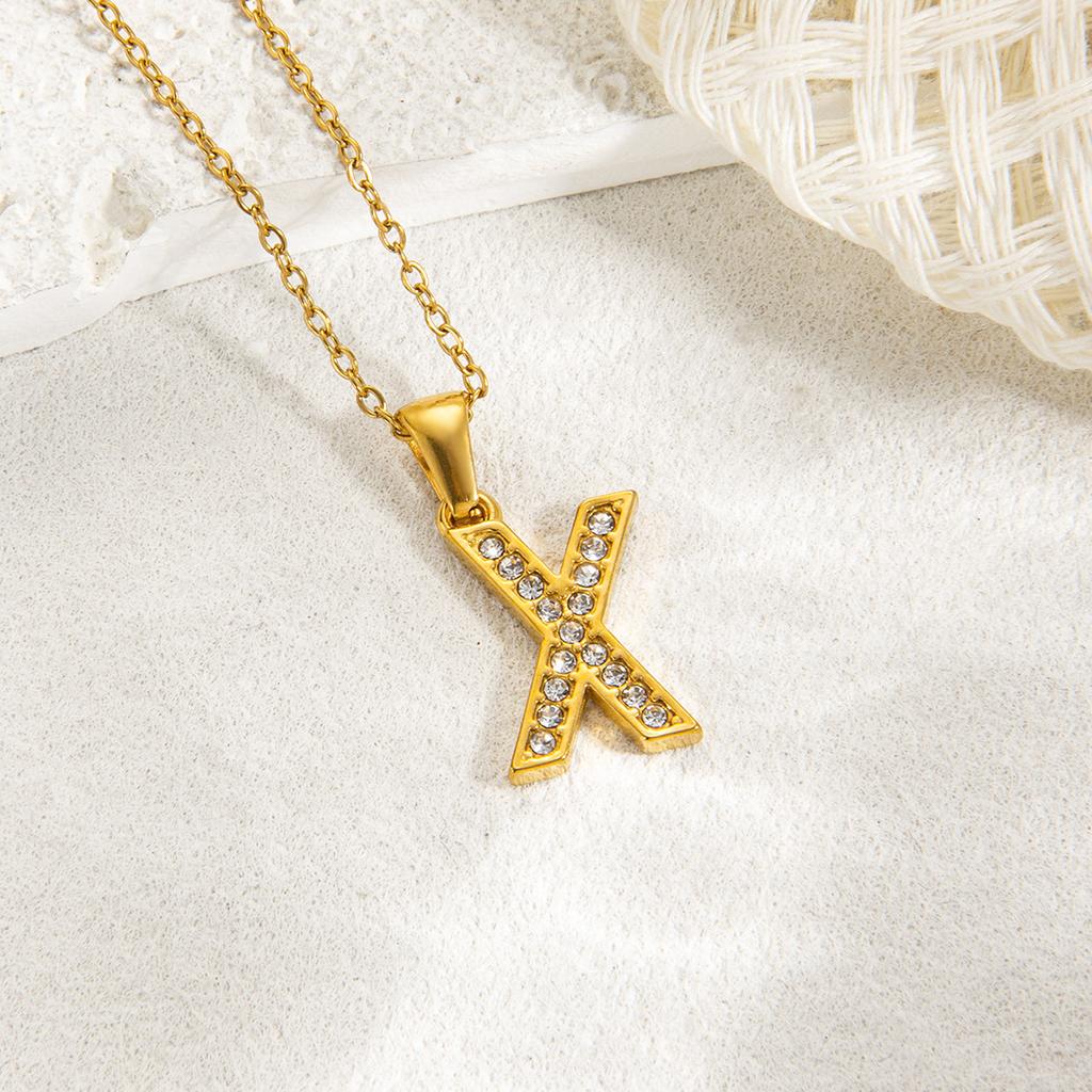 1pc Fashion Shining A-Z Letter Pendant Charm Necklace 26 Initial Alphabet Name Clavicle Chain Party Valentine's Day Jewelry Gift