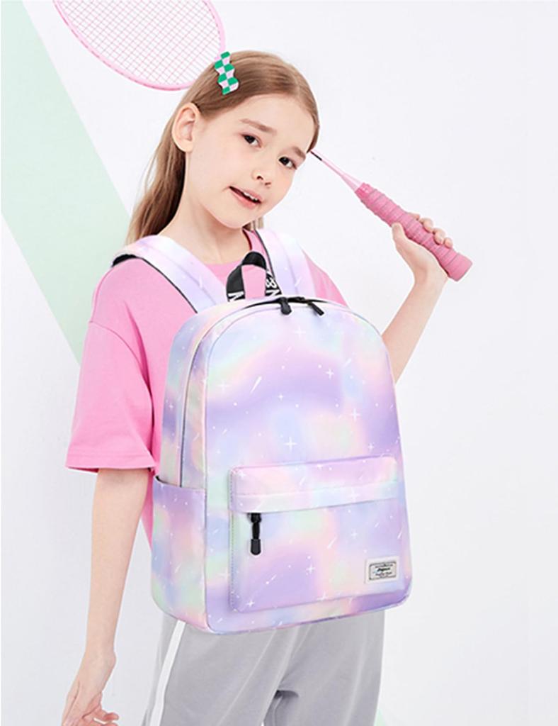 Backpack for Elementary School for Starry Sky Material [Mygreen] Girls, Lightweight, School, Travel, Pattern, Water-repellent (green & Purple)