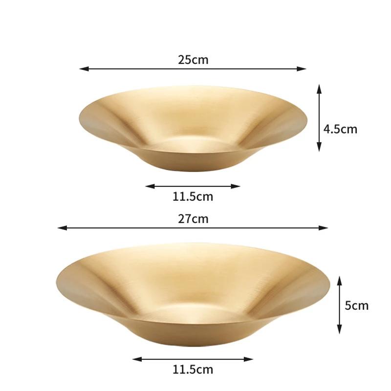 304 Deepened Stainless Steel Dinner Plate Korean Style Round Fruit Serving Dishes Trays Main Dining Noodles Platter Salad Bowl