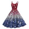 Sleeveless Dress with Star Pattern and Adjustable Spaghetti Straps for Women Summer Casual Wear