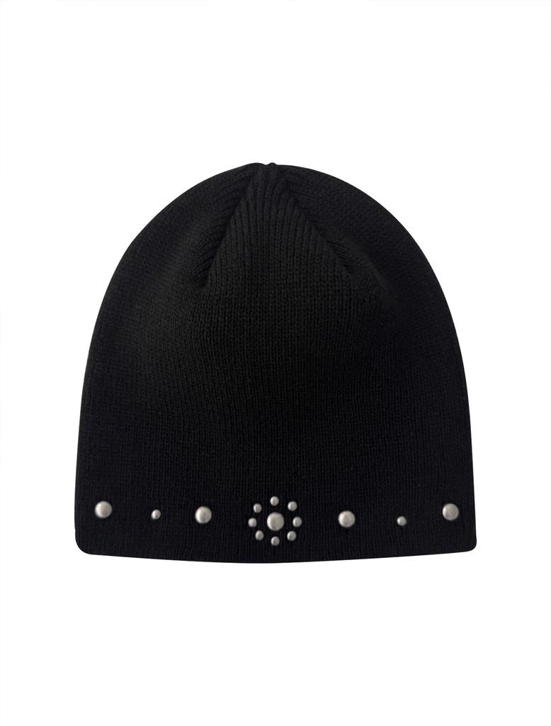 Lupeu Mini Silver Studded Beanie Black