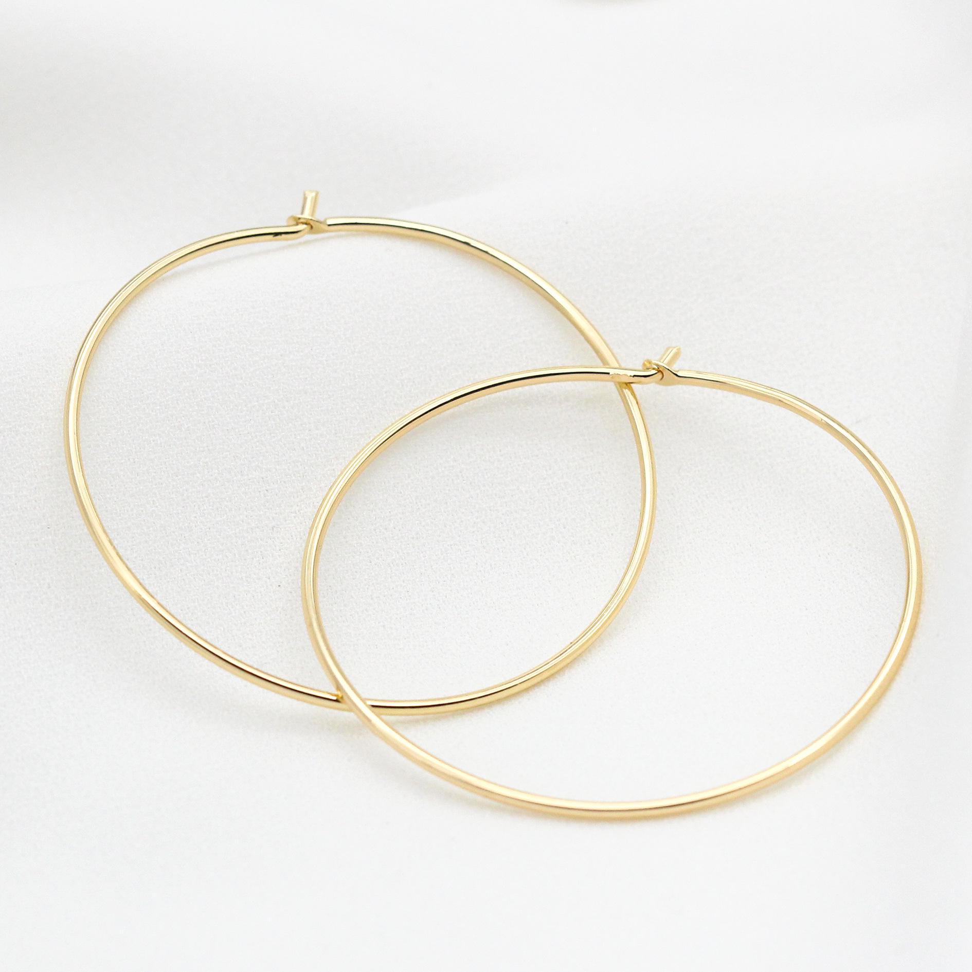 

14K Gold-Plated Copper Circle Pendant for DIY Korean Style Earrings