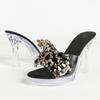 Sexy Banquet Crystal Rhinestone Stiletto Transparent Platform Slippers Summer Women Party Footwear LFD-198711-Q5