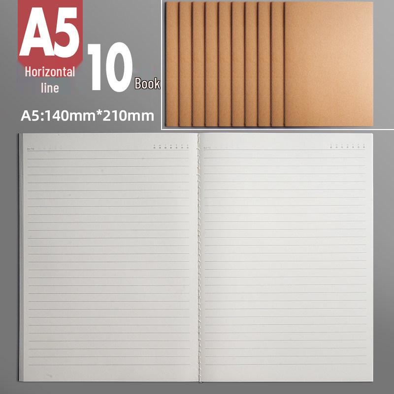 Set of 4 Large Gridless Cowhide Notebooks with Plain Pages for Students' Sketching and Drafting