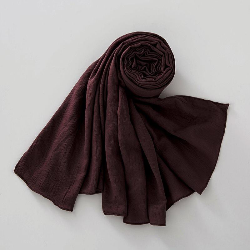 New Breathable Crumpled Scarf For Women Girls Solid Scarves Soft Cotton Wrinkle Pashmina Shawl Foulard Winter Warm Wrap Shawls