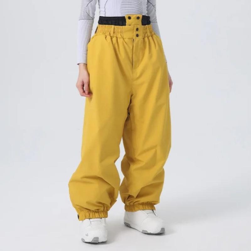 

2026 New Windproof Skiing Outdoor Sport Trousers Single Double Board Women Man Ski Pants Waterproof Loose Plush Warm Snow Pant XS жовтий