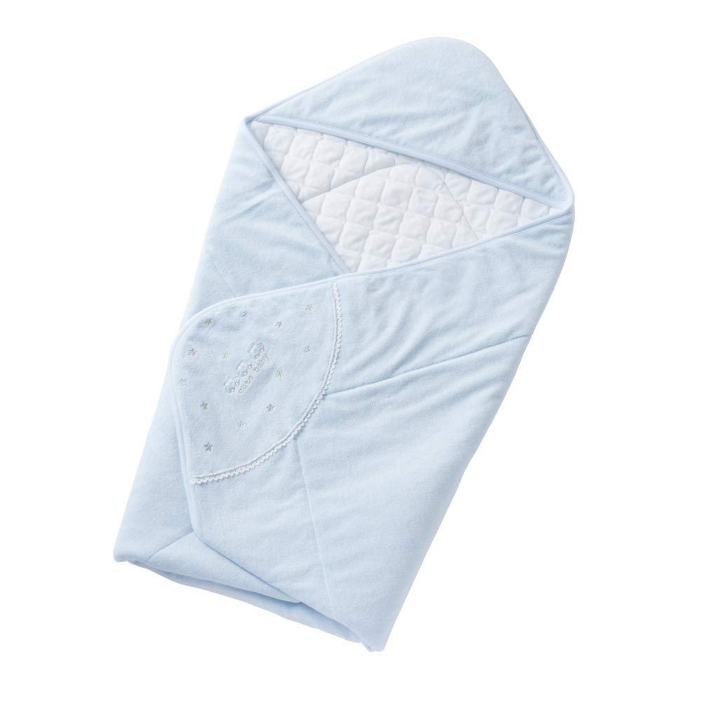 

Cream de Coco DX Pile Baby Afghan Swaddle, Thick Gauze Quilt [Slipcover/Cape/Sheet/Blanket], Made in Japan, 85x85cm (Blue)