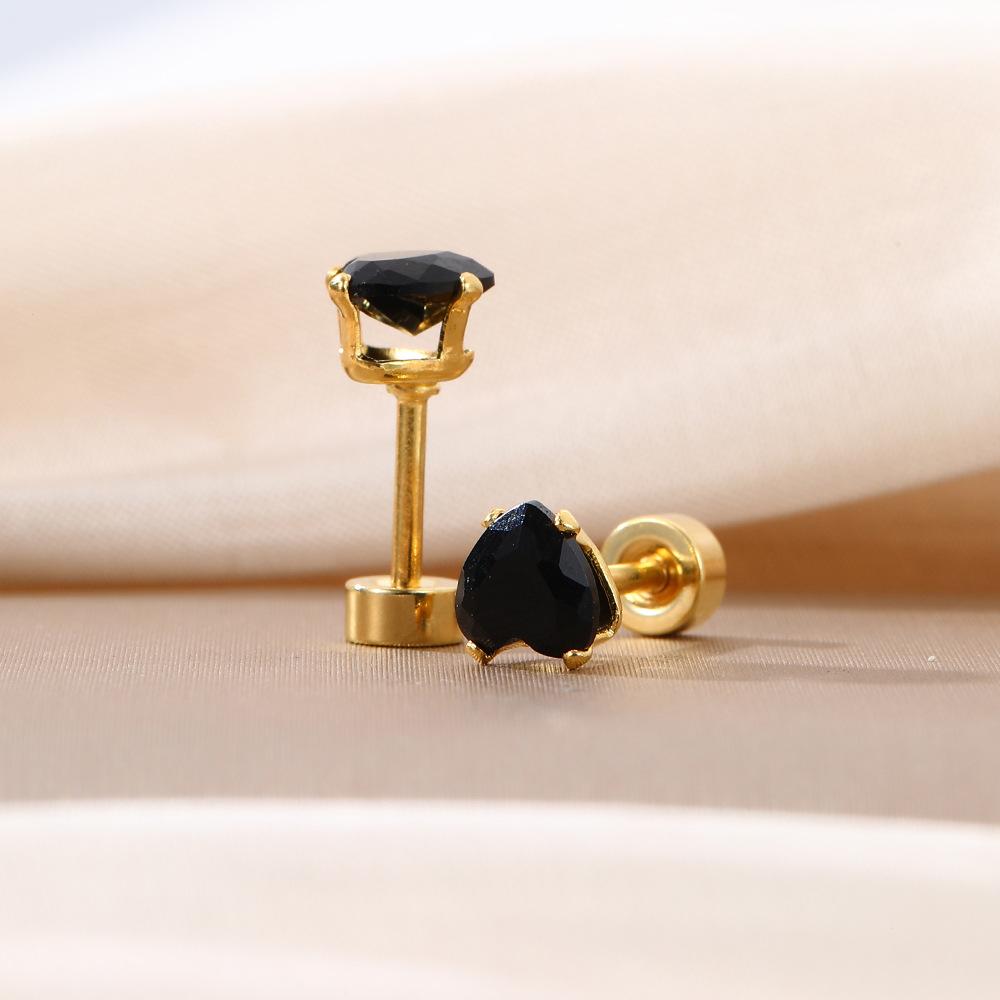 Simple Color Love Zircon Dopamine Stud Earrings, Light Luxury Design Sense Spiral Fashion Earrings Women