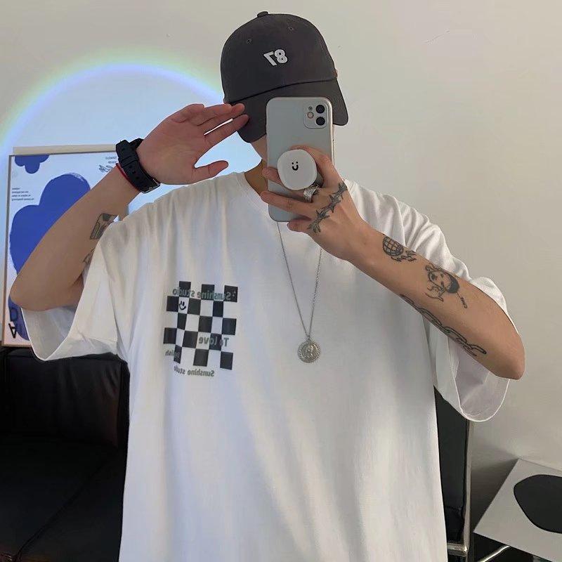 

Футболка с короткими рукавами для мужчин 2024 года, модная, с рукавом пять дюймов, универсальная, повседневная, свободная, студенческая, с короткими рукавами, повседневная, модная, с принтом 4XL белый