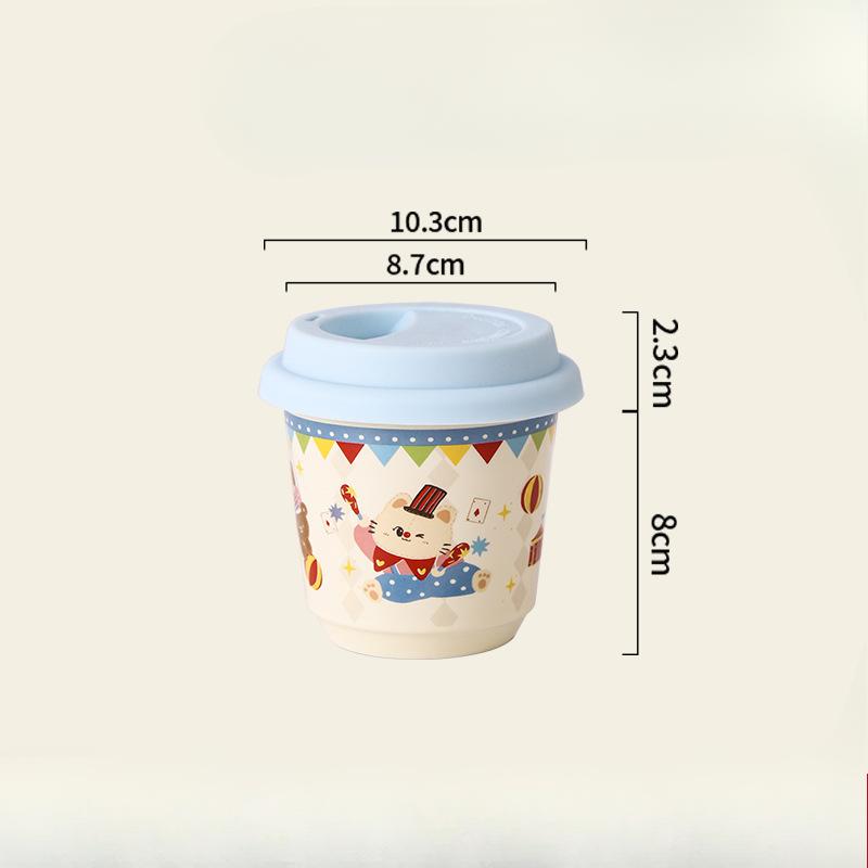 

Circus Cartoon with Lid Household Casual Cup Water Cup Gift Ceramic Coffee Cup Breakfast Cup High Appearance 200-400ml