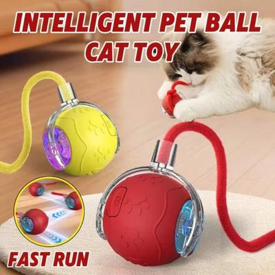 Automatic Interactive Cat Toy Ball Fast Rolling Rechargeable Electric Cat Ball Toy Indoor Playing Luminous Dog Cat Training Ball