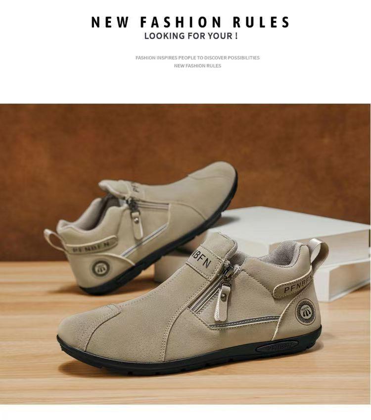 Men's Lightweight Mid-Top Slip-On Casual Shoes - Versatile, Fashionable, Wear-Resistant, and Anti-Slip Flats