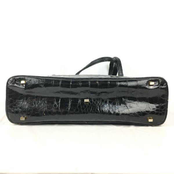GENUINE CROCODILE SKIN KAIYO Handbag & Long Wallet Black Crocodile Leather Purse(USED)