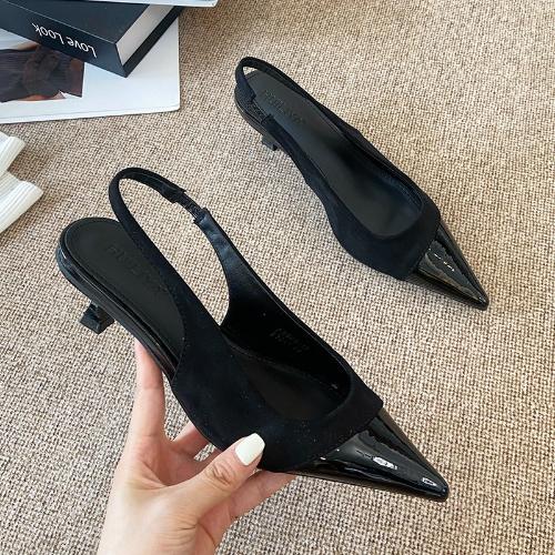 Pointed High Heels Open-Toe Sandals Fairy Shoes Spring Summer French Style Elegant Women Vulcanized Shoes