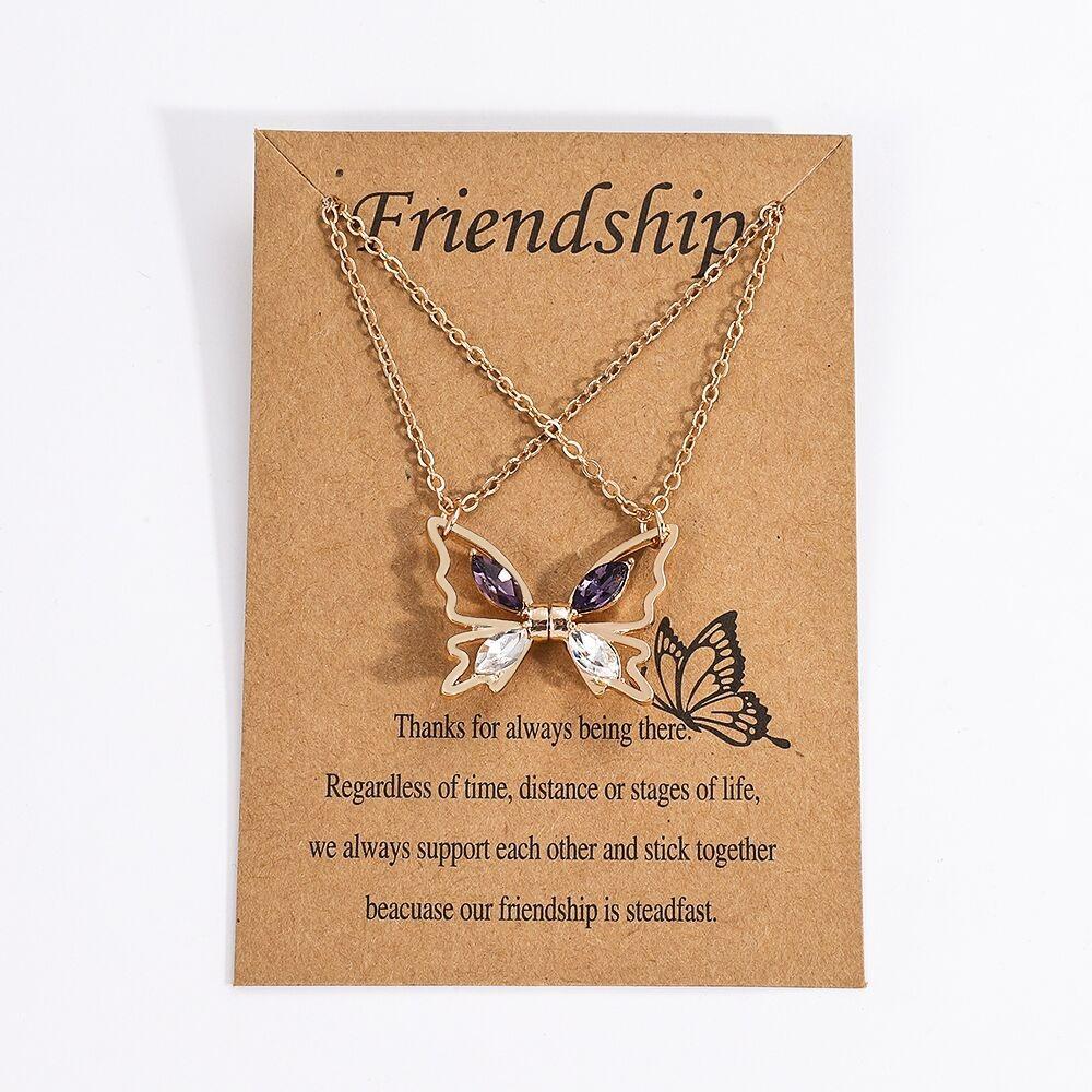 Heart Pendant Best Friend Necklace Ins Butterfly Bracelet Set Butterfly Magnetic Necklace  Gift