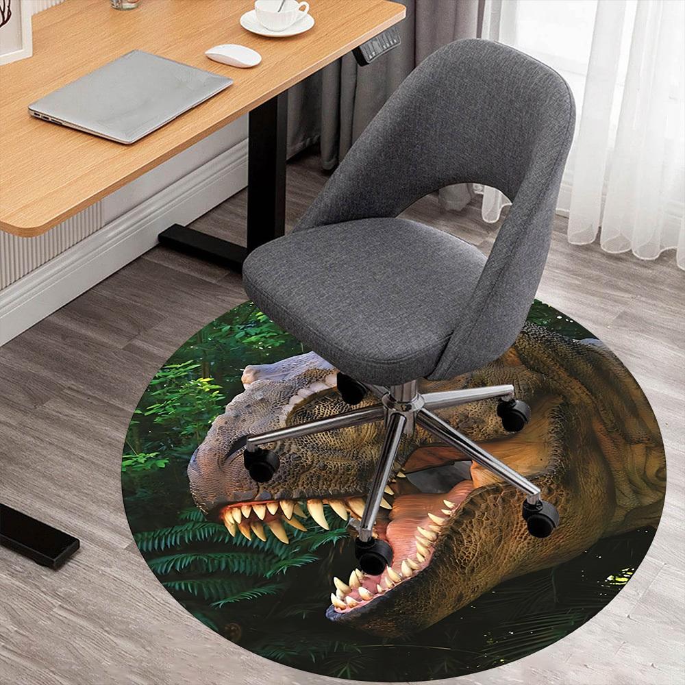 1pc Tyrannosaurus rex, prehistoric Round Chair mat Area Rug - Non-Slip, Floor Mat for Office, Bedroom, and Indoor Decor c1125323